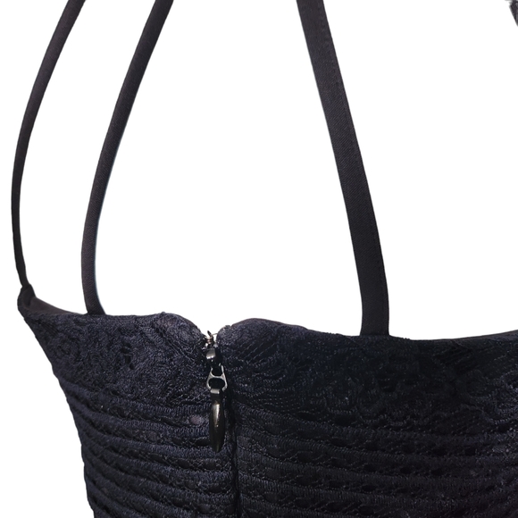 Guess Illusions Halter Women’s Size 10 Black Lace Evening Midi Dress - Picture 5 of 9